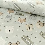 Zsálya alapon krokodil, róka, víziló mintás jersey