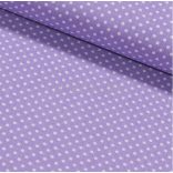 Világos lila alapon fehér (2mm) pöttyös pamutvászon 