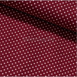 Bordó alapon fehér (2mm) pöttyös pamutvászon 