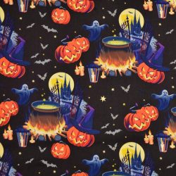 Fekete alapon Halloween-i mintás puplin (II)