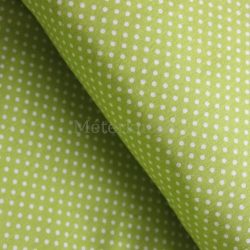 Kiwi zöld alapon fehér (2mm) pöttyös pamutvászon