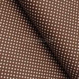 Kávébarna alapon fehér (2mm) pöttyös pamutvászon 