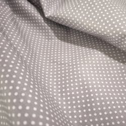Szürke alapon fehér (2mm) pöttyös pamutvászon