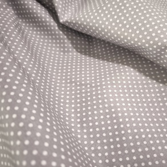 Szürke alapon fehér (2mm) pöttyös pamutvászon