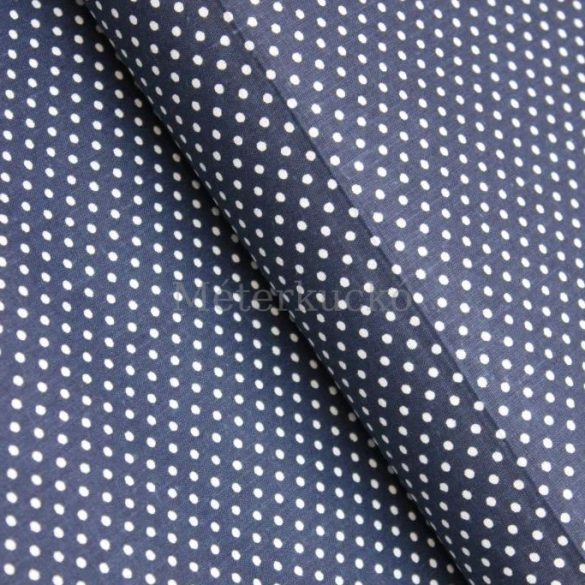 Farmerkék alapon fehér (2mm) pöttyös pamutvászon