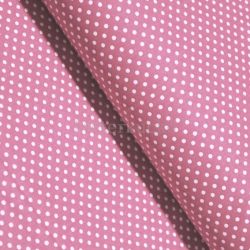 Világos mályva alapon fehér (2mm) pöttyös pamutvászon 