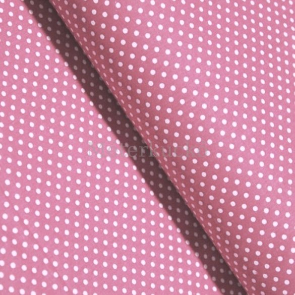 Világos mályva alapon fehér (2mm) pöttyös pamutvászon 