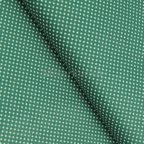 Fenyőzöld alapon fehér (2mm) pöttyös pamutvászon