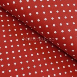 Piros alapon fehér (2mm) pöttyös pamutvászon