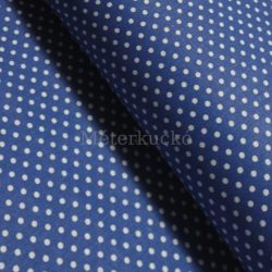 Sötétkék alapon fehér (2mm) pöttyös pamutvászon