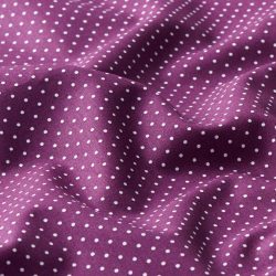   Lila alapon fehér (2mm) pöttyös pamutvászon (átmeneti készlethiány) 