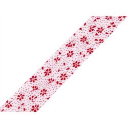 Fehér alapon piros virág mintás pamut ferdepánt