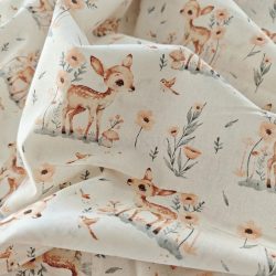 Ekrü alapon őzike mintás pamutvászon