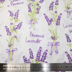  Fehér alapon "Provence" levendula mintás pamutvászon