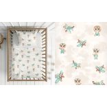 Bézs alapon pilóta kisállatok mintás pamutvászon