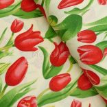 Ekrü alapon tulipán mintás pamutvászon