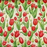 Ekrü alapon tulipán mintás pamutvászon