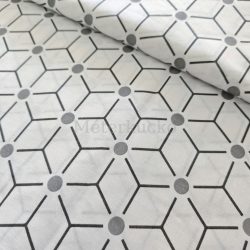 Fehér alapon geometria mintás pamutvászon