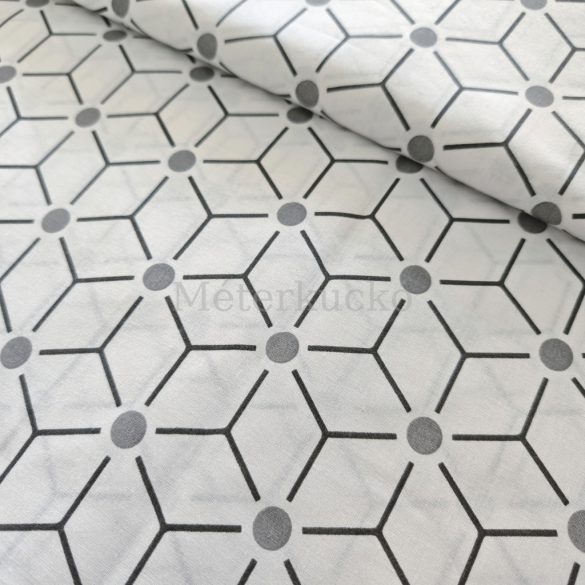 Fehér alapon geometria mintás pamutvászon