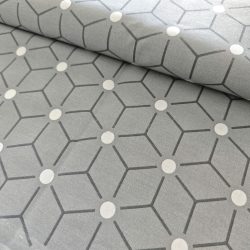 Szürke alapon geometria mintás pamutvászon