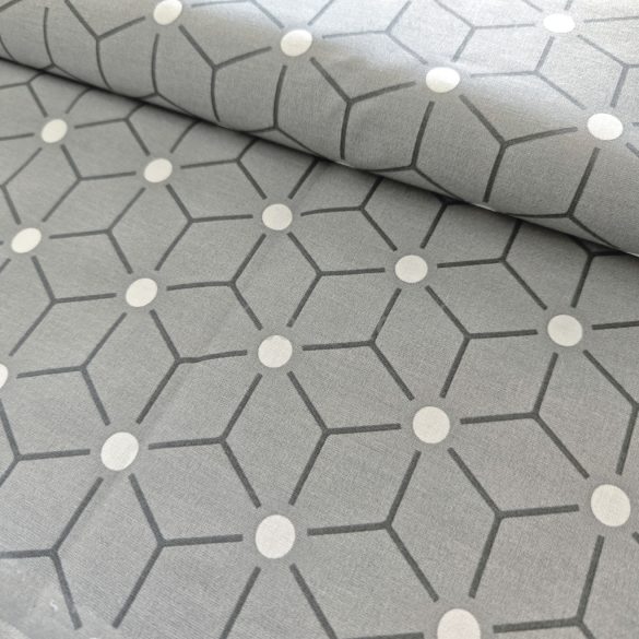 Szürke alapon geometria mintás pamutvászon