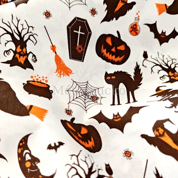 Halloween mintás pamutvászon (barna)