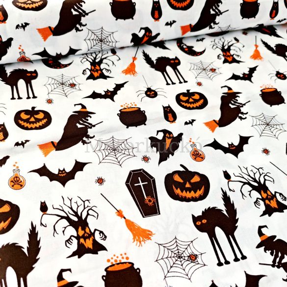 Halloween mintás pamutvászon (barna)