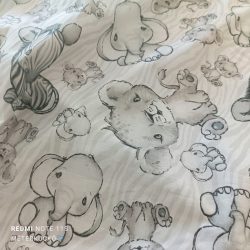 Fehér alapon baby állat mintás pamutvászon