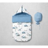 Fehér alapon kék munkagépes pamutvászon