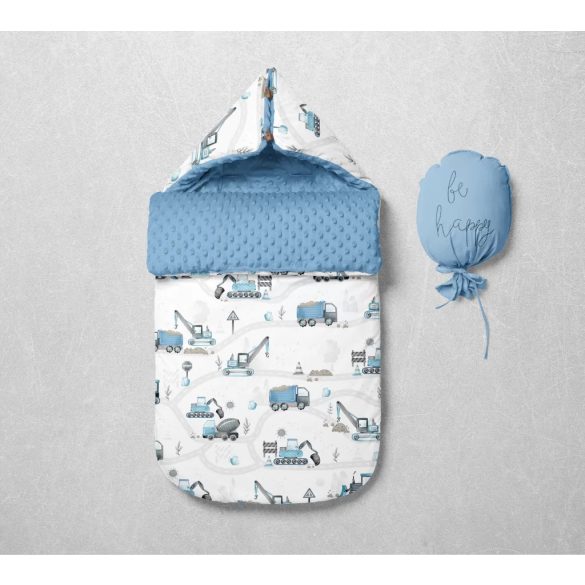 Fehér alapon kék munkagépes pamutvászon