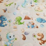Szürke alapon baby dinó mintás pamutvászon