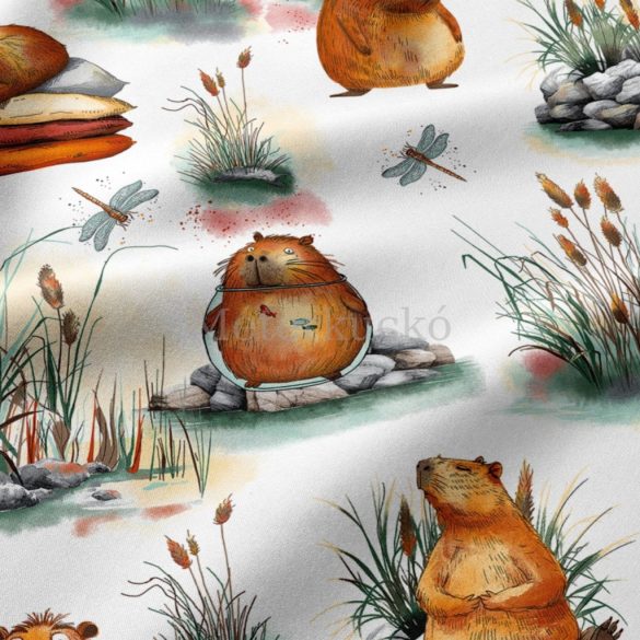 Capybara mintás pamutvászon
