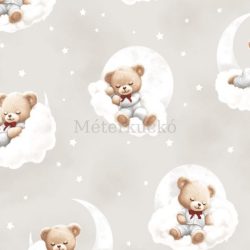 Bézs alapon alvó maci mintás pamutvászon