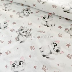   Fehér alapon cica mintás pamutvászon  Várható beérkezés 08.08.