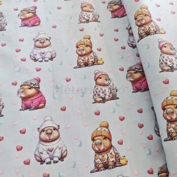 Capybara mintás digitális nyomtatású pamutvászon 
