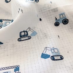 Fehér alapon kék munkagépes tetra pelenka